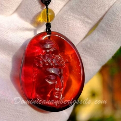BAP1183 Red Burmese Amber Carving 9