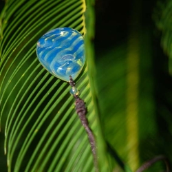BAP1207 Dominican Electric Blue Amber Pendant 10