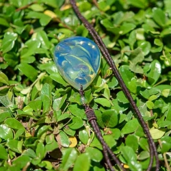 BAP1207 Dominican Electric Blue Amber Pendant 11