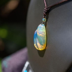 BAP1207 Dominican Electric Blue Amber Pendant 2