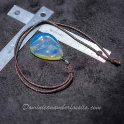 BAP1207 Dominican Electric Blue Amber Pendant 6