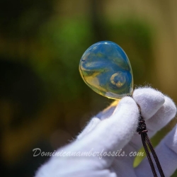 BAP1207 Dominican Electric Blue Amber Pendant 8