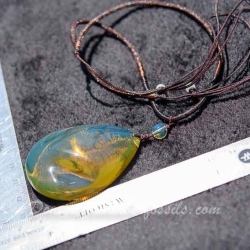 BAP1209 Green  Blue Amber Pendant 6