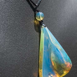 BAP826 Blue Amber Pendant 3