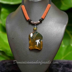 BAP898 Gold Green Massive Amber Pendant 11