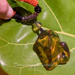 BAP898 Gold Green Massive Amber Pendant 2