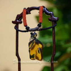 BAP898 Gold Green Massive Amber Pendant 4