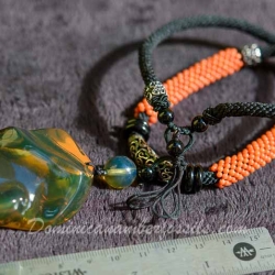 BAP898 Gold Green Massive Amber Pendant 5
