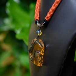 BAP898 Gold Green Massive Amber Pendant 8