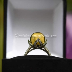 Bead Amber Ring Silver Zircon 10
