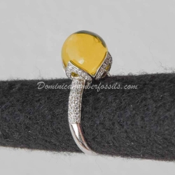 Bead Amber Ring Silver Zircon 2