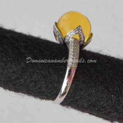 Bead Amber Ring Silver Zircon 3