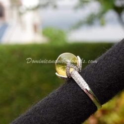 Bead Amber Ring Silver Zircon 6