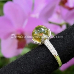 Bead Amber Ring Silver Zircon 8