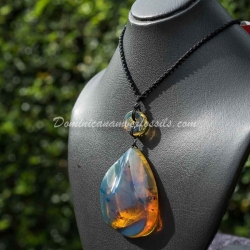 Blue Amber Pendant Authentic Dominican Amber 7
