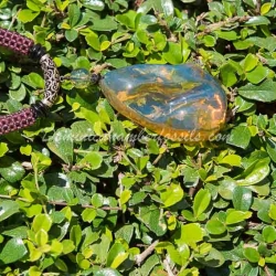 Blue Amber Pendant With Green Spots 1
