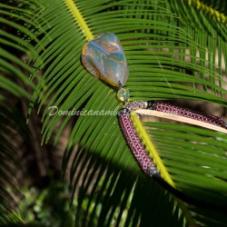 Blue Amber Pendant With Green Spots 3