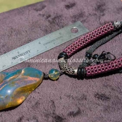 Blue Amber Pendant With Green Spots 5
