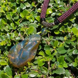 Blue Amber Pendant With Green Spots
