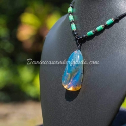 Blue Amber Pendant With Inclusions 10