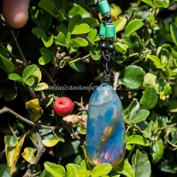 Blue Amber Pendant With Inclusions 5