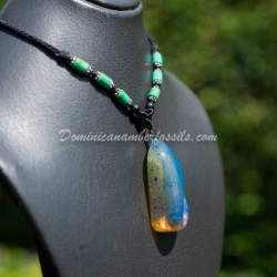 Blue Amber Pendant With Inclusions 9