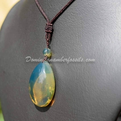 Bluish Green Amber Amulet Style Pendant 10