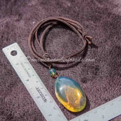 Bluish Green Amber Amulet Style Pendant 7
