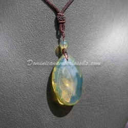 Bluish Green Amber Amulet Style Pendant 8