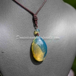 Bluish Green Amber Amulet Style Pendant 9