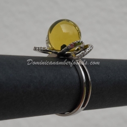 Dominican Amber Bead On Silver Ring 2