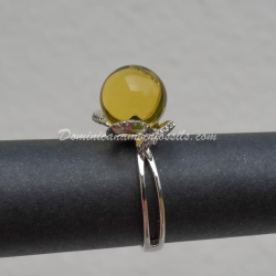 Dominican Amber Bead On Silver Ring 3