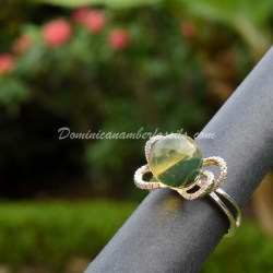 Dominican Amber Bead On Silver Ring 5
