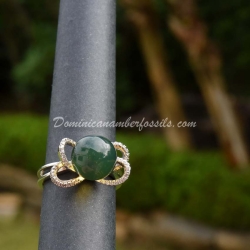 Dominican Amber Bead On Silver Ring 6