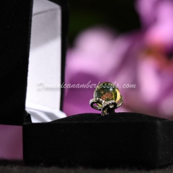 Dominican Amber Bead On Silver Ring 8