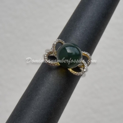 Dominican Amber Bead On Silver Ring