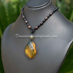 Dominican Amber Pendant With Diptera Fossil Inclusion  12