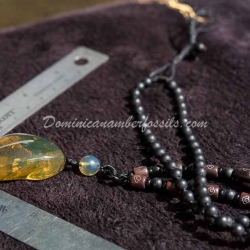 Dominican Amber Pendant With Diptera Fossil Inclusion  6