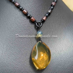 Dominican Amber Pendant With Diptera Fossil Inclusion  9