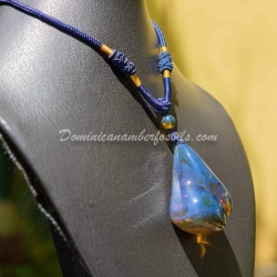Dominican Amber Pendant With Green Spots 11