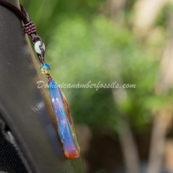 Dominican Blue Amber Pendant Half Polished 10