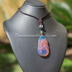 Dominican Blue Amber Pendant Half Polished 11