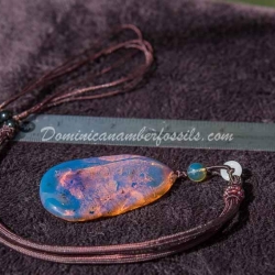 Dominican Blue Amber Pendant Half Polished 6