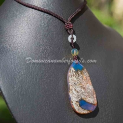 Dominican Blue Amber Pendant Half Polished 8