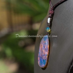Dominican Blue Amber Pendant Half Polished 9