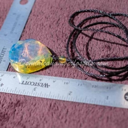 Electric Blue Amber Pendant Ultra Vivid Hue 11