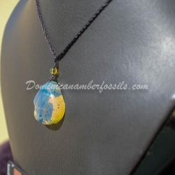 Electric Blue Amber Pendant Ultra Vivid Hue 2