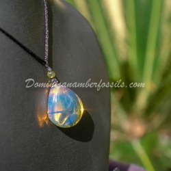 Electric Blue Amber Pendant Ultra Vivid Hue 3