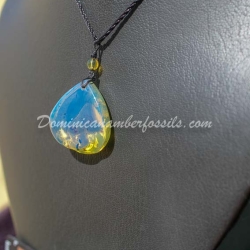 Electric Blue Amber Pendant Ultra Vivid Hue 4