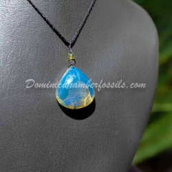 Electric Blue Amber Pendant Ultra Vivid Hue